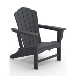 Classic All-Weather HDPE Plastic Adirondack Chair In Gray