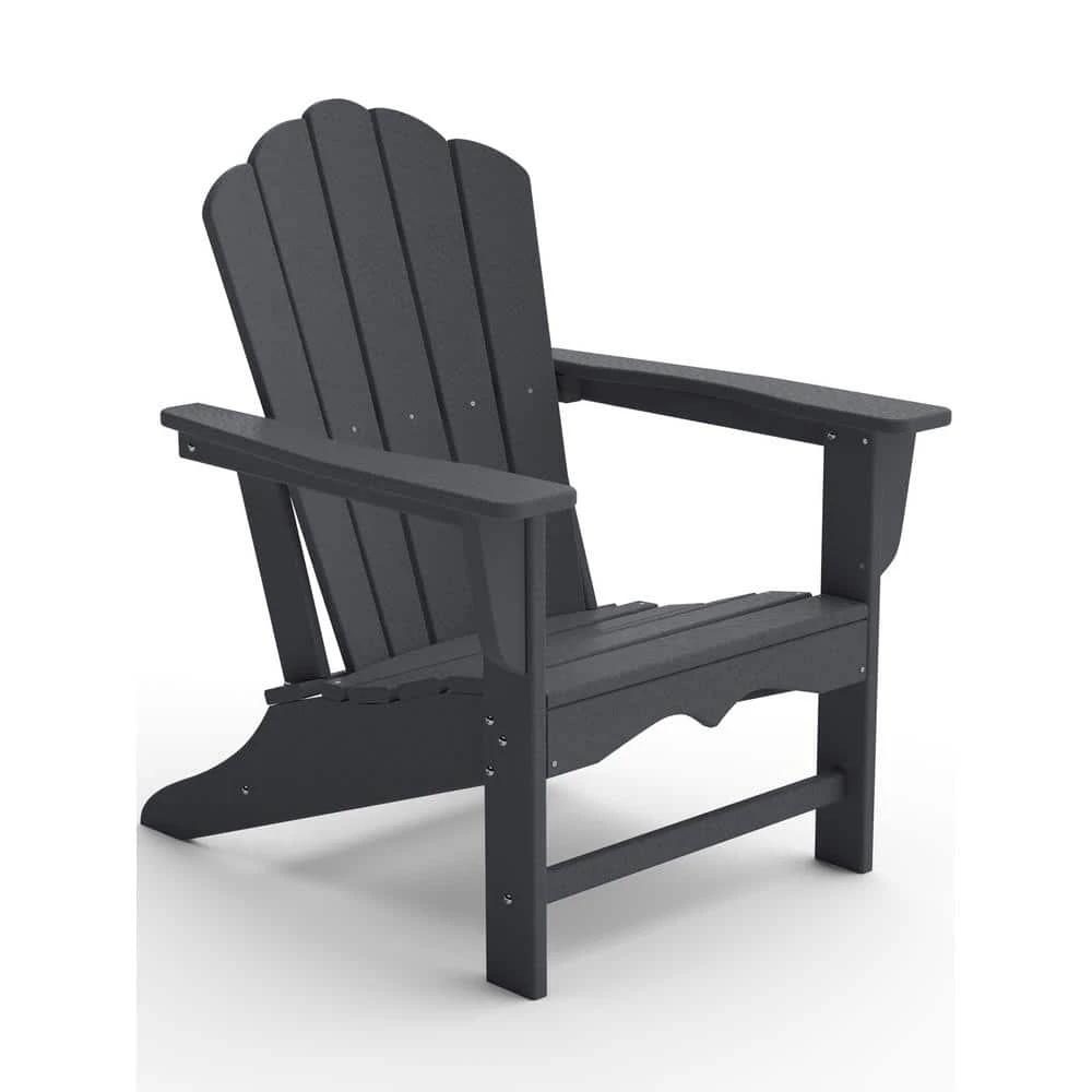 Classic All-Weather HDPE Plastic Adirondack Chair In Gray 1 Classic All-Weather HDPE Plastic Adirondack Chair In Gray