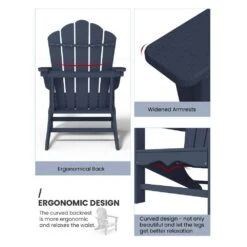 Classic All-Weather HDPE Plastic Adirondack Chair In Navy -More Furniture Store plastic adirondack chairs pe ydgd navy 1d 1000