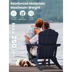 Classic All-Weather HDPE Plastic Adirondack Chair In Navy -More Furniture Store plastic adirondack chairs pe ydgd navy 31 1000