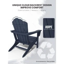 Classic All-Weather HDPE Plastic Adirondack Chair In Navy -More Furniture Store plastic adirondack chairs pe ydgd navy 66 1000