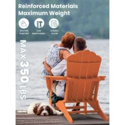 Classic All-Weather HDPE Plastic Adirondack Chair In Orange -More Furniture Store plastic adirondack chairs pe ydgd orange 31 1000