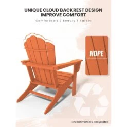 Classic All-Weather HDPE Plastic Adirondack Chair In Orange -More Furniture Store plastic adirondack chairs pe ydgd orange 66 1000