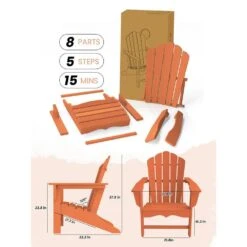 Classic All-Weather HDPE Plastic Adirondack Chair In Orange -More Furniture Store plastic adirondack chairs pe ydgd orange 77 1000
