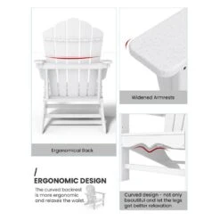 Classic All-Weather HDPE Plastic Adirondack Chair In White -More Furniture Store plastic adirondack chairs pe ydgd white 1d 1000