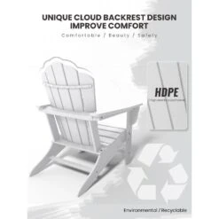 Classic All-Weather HDPE Plastic Adirondack Chair In White -More Furniture Store plastic adirondack chairs pe ydgd white 66 1000