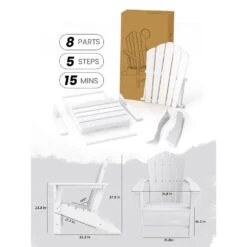 Classic All-Weather HDPE Plastic Adirondack Chair In White -More Furniture Store plastic adirondack chairs pe ydgd white 77 1000