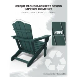 Classic Folding HDPE Plastic Adirondack Chair In Green -More Furniture Store plastic adirondack chairs pe ydzd green 1d 1000