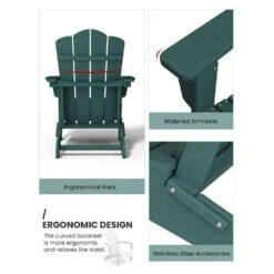 Classic Folding HDPE Plastic Adirondack Chair In Green -More Furniture Store plastic adirondack chairs pe ydzd green a0 1000