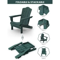 Classic Folding HDPE Plastic Adirondack Chair In Green -More Furniture Store plastic adirondack chairs pe ydzd green d4 1000