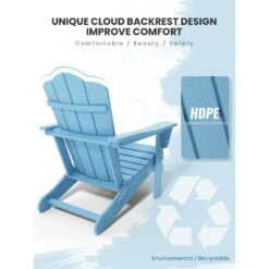 Classic Folding HDPE Plastic Adirondack Chair In Light Blue -More Furniture Store plastic adirondack chairs pe ydzd lb 1d 1000