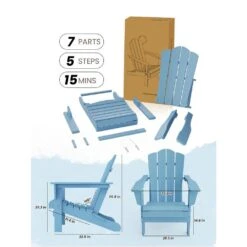 Classic Folding HDPE Plastic Adirondack Chair In Light Blue -More Furniture Store plastic adirondack chairs pe ydzd lb 77 1000