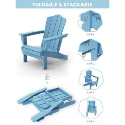 Classic Folding HDPE Plastic Adirondack Chair In Light Blue -More Furniture Store plastic adirondack chairs pe ydzd lb d4 1000