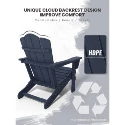 Classic Folding HDPE Plastic Adirondack Chair In Navy -More Furniture Store plastic adirondack chairs pe ydzd navy 1d 1000