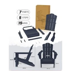 Classic Folding HDPE Plastic Adirondack Chair In Navy -More Furniture Store plastic adirondack chairs pe ydzd navy 77 1000