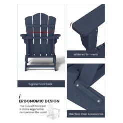 Classic Folding HDPE Plastic Adirondack Chair In Navy -More Furniture Store plastic adirondack chairs pe ydzd navy a0 1000