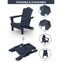 Classic Folding HDPE Plastic Adirondack Chair In Navy -More Furniture Store plastic adirondack chairs pe ydzd navy d4 1000
