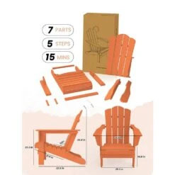 Classic Folding HDPE Plastic Adirondack Chair In Orange -More Furniture Store plastic adirondack chairs pe ydzd orange 77 1000