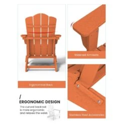 Classic Folding HDPE Plastic Adirondack Chair In Orange -More Furniture Store plastic adirondack chairs pe ydzd orange a0 1000