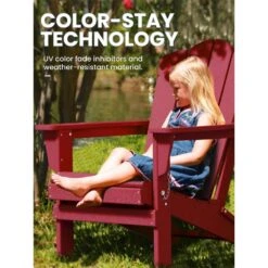 Classic Folding HDPE Plastic Adirondack Chair In Red