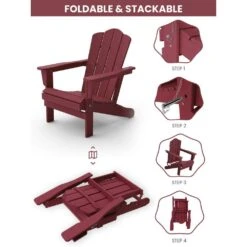 Classic Folding HDPE Plastic Adirondack Chair In Red 11 Classic Folding HDPE Plastic Adirondack Chair In Red -More Furniture Store plastic adirondack chairs pe ydzd red d4 1000