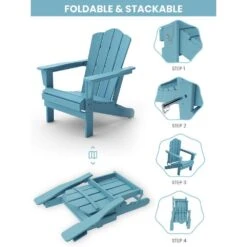 Classic Folding HDPE Plastic Adirondack Chair In Tiffany Blue -More Furniture Store plastic adirondack chairs pe ydzd tb d4 1000