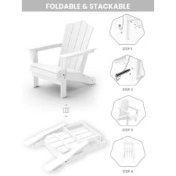 Classic Folding HDPE Plastic Adirondack Chair In White -More Furniture Store plastic adirondack chairs pe ydzd white d4 1000