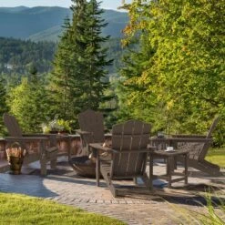 Classic Brown HDPE Folding Plastic Adirondack Chair (1-Pack) -More Furniture Store plastic adirondack chairs pefac hd br 77 1000