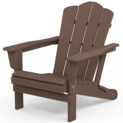 Classic Brown HDPE Folding Plastic Adirondack Chair (1-Pack) -More Furniture Store plastic adirondack chairs pefac hd br d4 1000