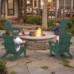 Classic Green HDPE Folding Plastic Adirondack Chair (1-Pack) -More Furniture Store plastic adirondack chairs pefac hd gn 31 1000