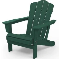 Classic Green HDPE Folding Plastic Adirondack Chair (1-Pack) -More Furniture Store plastic adirondack chairs pefac hd gn d4 1000