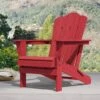 Classic Bright Red HDPE Folding Plastic Adirondack Chair (1-Pack)