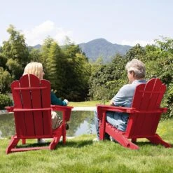 Classic Bright Red HDPE Folding Plastic Adirondack Chair (1-Pack) -More Furniture Store plastic adirondack chairs pefac hd lh 66 1000