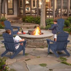 Classic Navy HDPE Folding Plastic Adirondack Chair (1-Pack) -More Furniture Store plastic adirondack chairs pefac hd na 31 1000