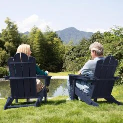 Classic Navy HDPE Folding Plastic Adirondack Chair (1-Pack) -More Furniture Store plastic adirondack chairs pefac hd na 66 1000