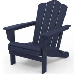 Classic Navy HDPE Folding Plastic Adirondack Chair (1-Pack) -More Furniture Store plastic adirondack chairs pefac hd na d4 1000