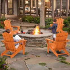 Classic Orange HDPE Folding Plastic Adirondack Chair (1-Pack) -More Furniture Store plastic adirondack chairs pefac hd or 31 1000