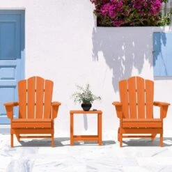 Classic Orange HDPE Folding Plastic Adirondack Chair (1-Pack) -More Furniture Store plastic adirondack chairs pefac hd or 77 1000