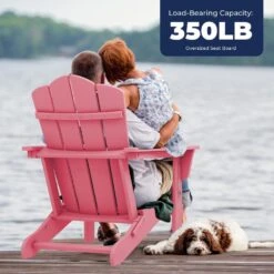 Classic Pink HDPE Folding Plastic Adirondack Chair (1-Pack) -More Furniture Store plastic adirondack chairs pefac hd pk 66 1000