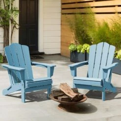 Classic Light Blue HDPE Folding Plastic Adirondack Chair (1-Pack) -More Furniture Store plastic adirondack chairs pefac hd ql 31 1000