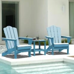Classic Light Blue HDPE Folding Plastic Adirondack Chair (1-Pack) -More Furniture Store plastic adirondack chairs pefac hd ql 77 1000