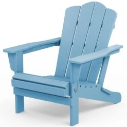 Classic Light Blue HDPE Folding Plastic Adirondack Chair (1-Pack) -More Furniture Store plastic adirondack chairs pefac hd ql d4 1000