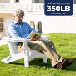 Classic White HDPE Folding Plastic Adirondack Chair (1-Pack) -More Furniture Store plastic adirondack chairs pefac hd wt 31 1000