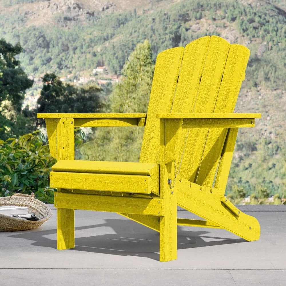 Classic Yellow HDPE Folding Plastic Adirondack Chair (1-Pack) 1 Classic Yellow HDPE Folding Plastic Adirondack Chair (1-Pack)