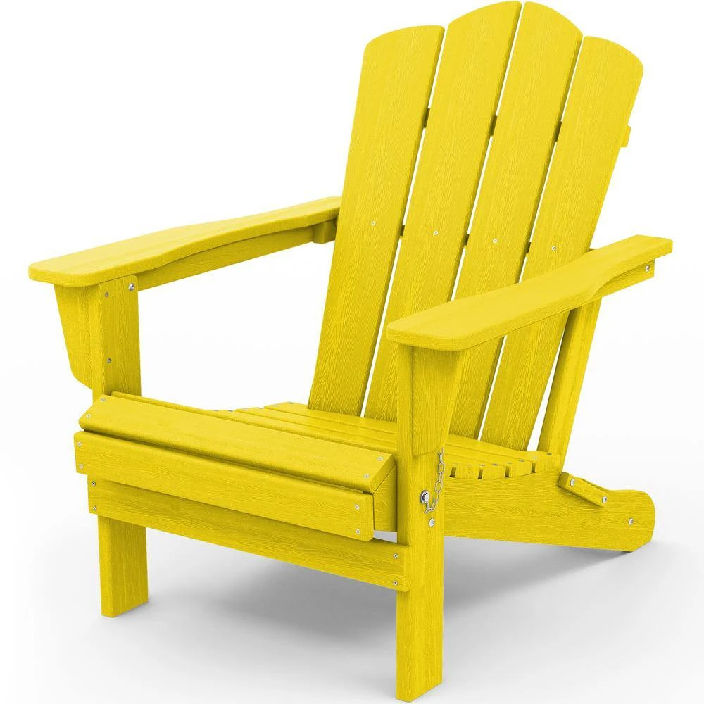 Classic Yellow HDPE Folding Plastic Adirondack Chair (1-Pack) 5 Classic Yellow HDPE Folding Plastic Adirondack Chair (1-Pack) - Image 5