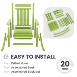 Oversized HDPE Resin Outdoor Patio Rocking Plastic Adirondack Chair In Apple Green (1-Pack) -More Furniture Store plastic adirondack chairs pekd apple 4f 1000