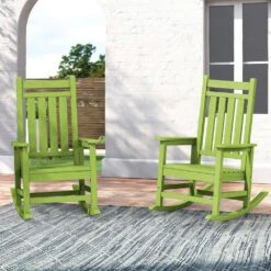 Oversized HDPE Resin Outdoor Patio Rocking Plastic Adirondack Chair In Apple Green (1-Pack) -More Furniture Store plastic adirondack chairs pekd apple 76 1000