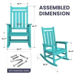 Oversized HDPE Resin Outdoor Patio Rocking Plastic Adirondack Chair In Aruba Blue (1-Pack) 10 Oversized HDPE Resin Outdoor Patio Rocking Plastic Adirondack Chair In Aruba Blue (1-Pack) -More Furniture Store plastic adirondack chairs pekd aruba 1f 1000