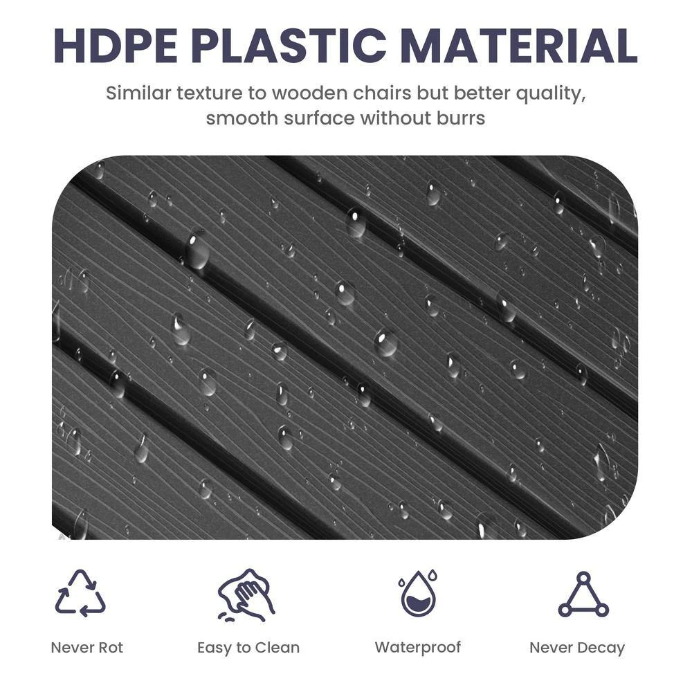 Oversized HDPE Resin Outdoor Patio Rocking Plastic Adirondack Chair In Black 5 Oversized HDPE Resin Outdoor Patio Rocking Plastic Adirondack Chair In Black - Image 5