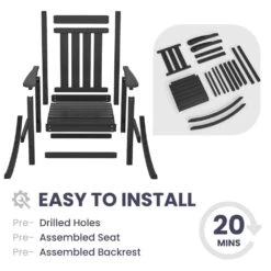 Oversized HDPE Resin Outdoor Patio Rocking Plastic Adirondack Chair In Black 9 Oversized HDPE Resin Outdoor Patio Rocking Plastic Adirondack Chair In Black -More Furniture Store plastic adirondack chairs pekd black 4f 1000